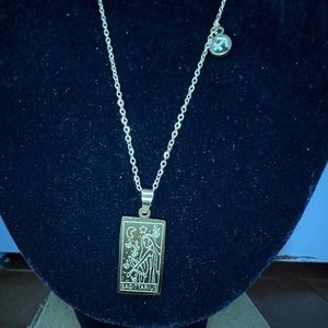 Sagittarius Sign Zodiac Tarot Card Square Pendant Necklace